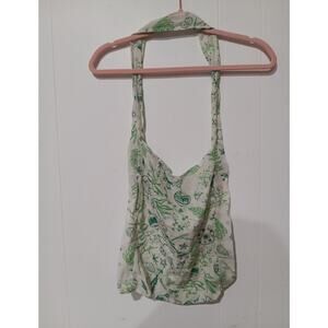 FREE PEOPLE~ Green White Christmas Print Reusable Shopping Tote Bag~100% Cotton
